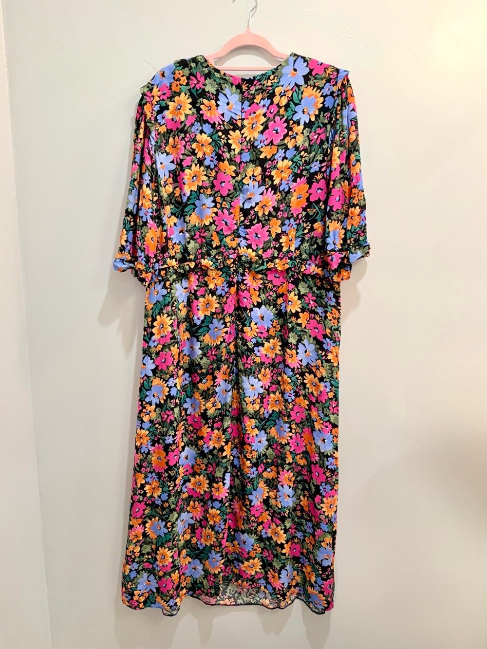 Nobody’s Child Plus Felicia Bold Floral Print Midi Dress Black Puff Sleeve US 16 - Picture 10 of 11